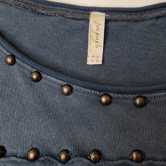 Free People Tops - FREE PEOPLE Distressed Studded Boxy Crop Top sz LG